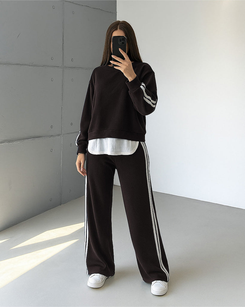 Layered Look Stripe Set | Black - Eva Fashion - Online Clothing Store for Women