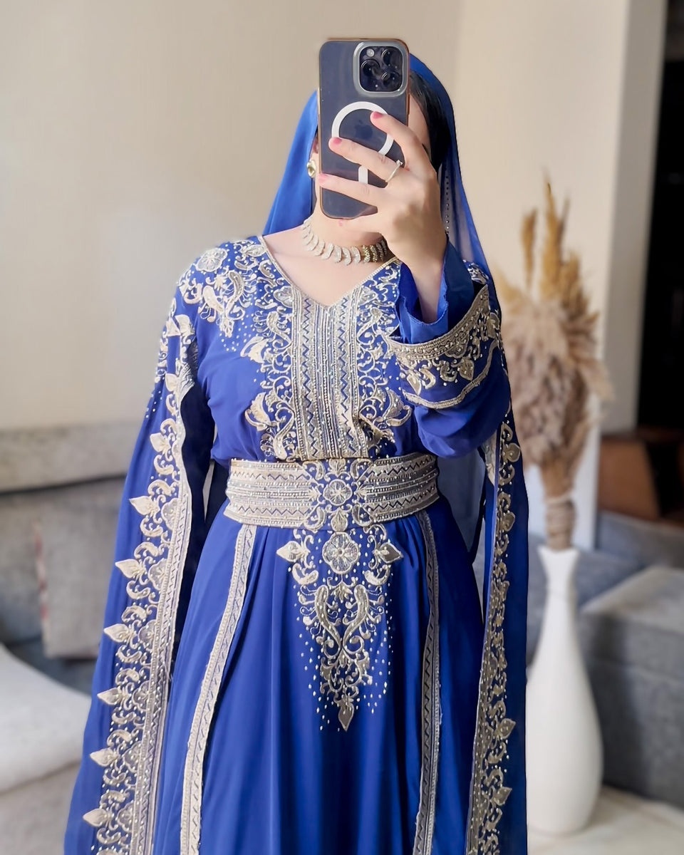 Bela & Nuni Royal Blue & Pink Kaftan main image 1