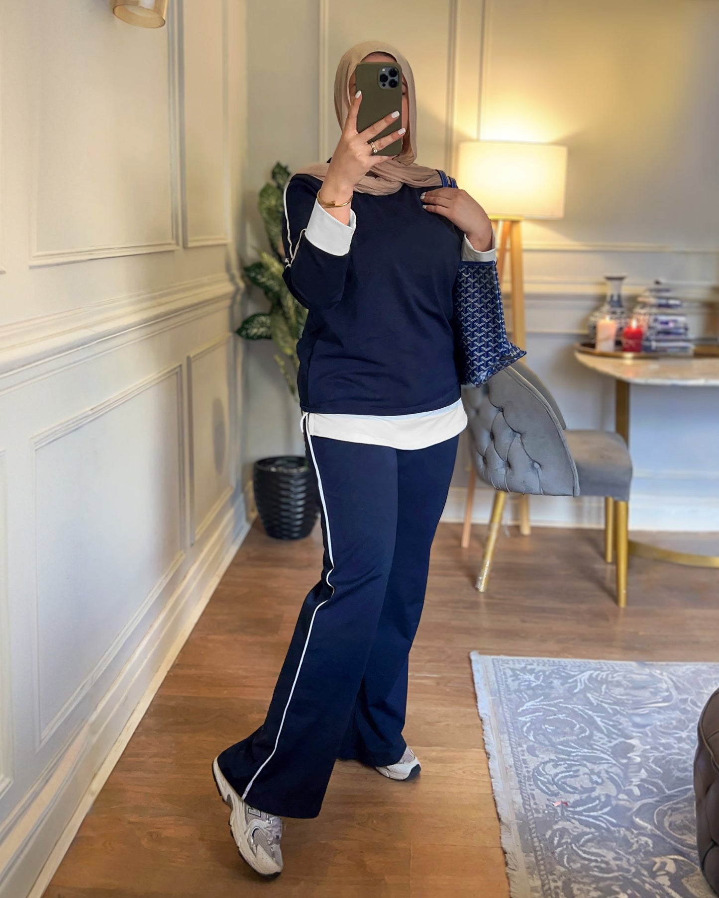 Elegant Contrast Hem Set | Dark Blue - Eva Fashion - Online Clothing Strore for Women