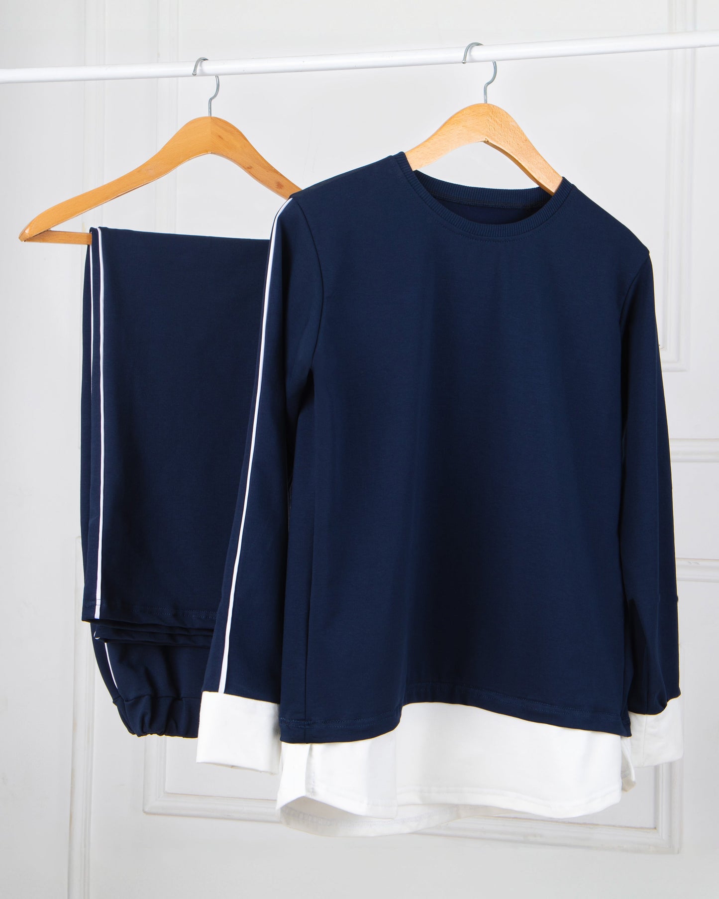 Elegant Contrast Hem Set | Dark Blue - Eva Fashion - Online Clothing Strore for Women