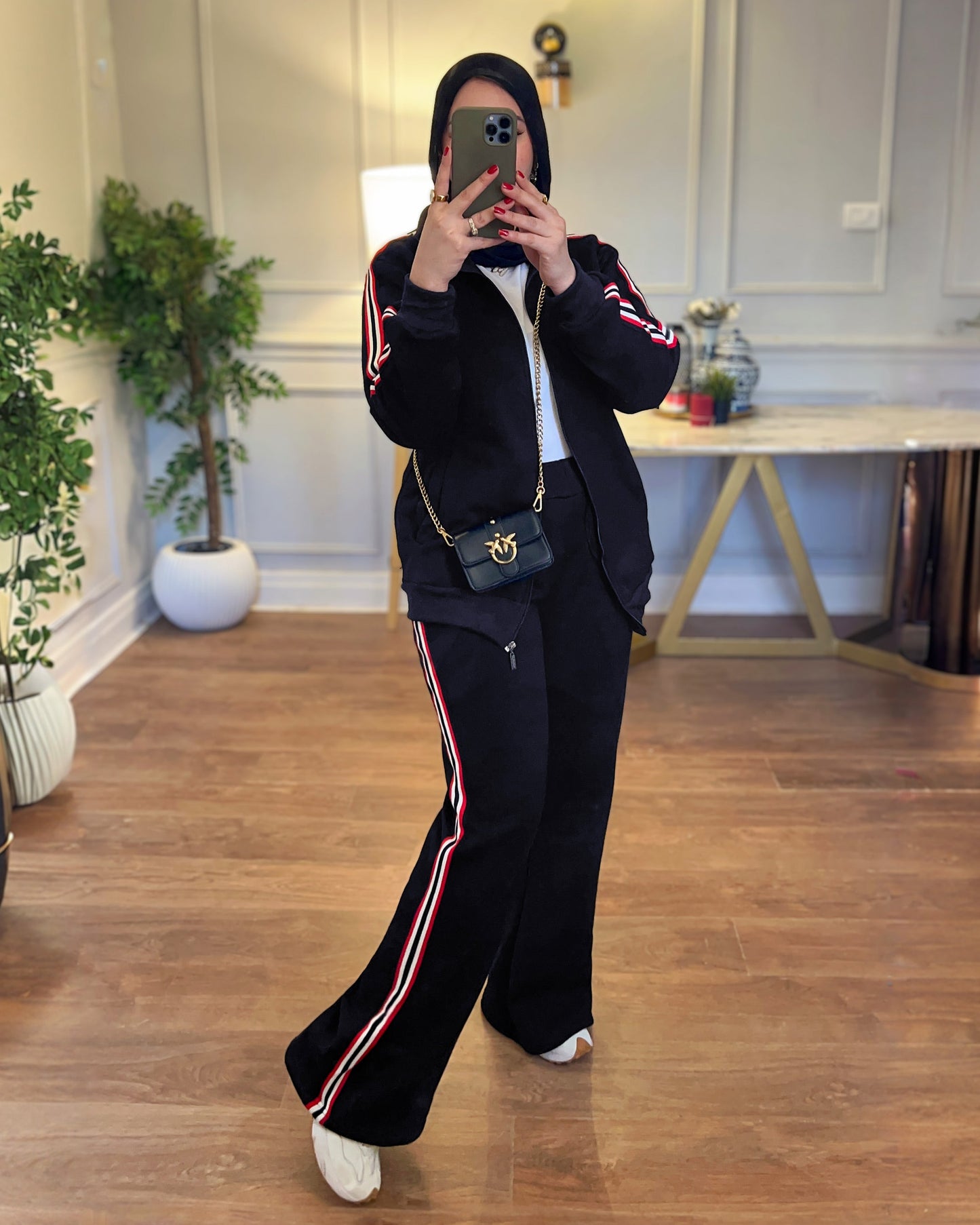 Tape Striped Casual Tracksuit | Black - Eva Fashion - Online Clothing Strore for Women