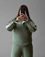 Elegant Contrast Sleeve Set | Forest Green - Eva Fashion - Online Clothing Strore for Women