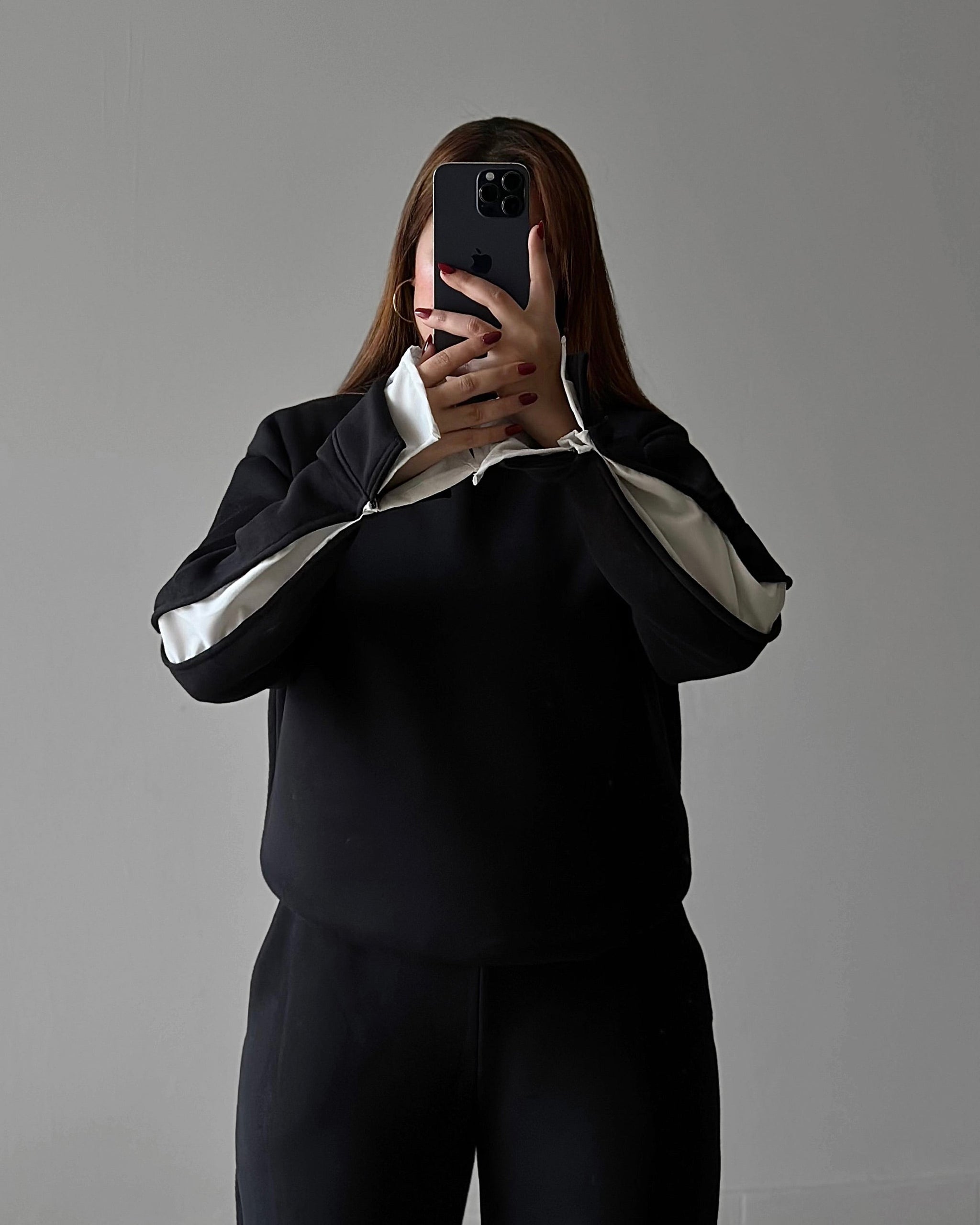Elegant Contrast Sleeve Set | Black - Eva Fashion - Online Clothing Strore for Women