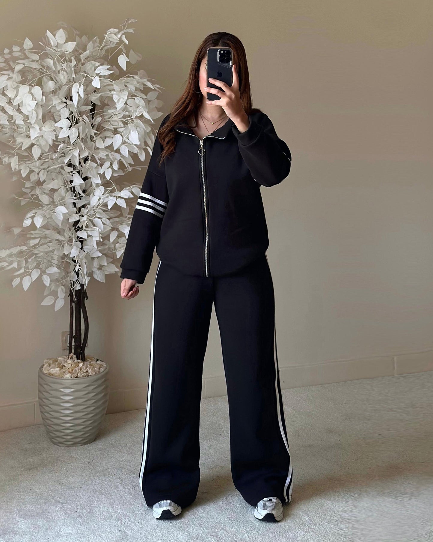 Triple Striped Tracksuit | Grey - Eva Fashion - Online Clothing Strore for Women