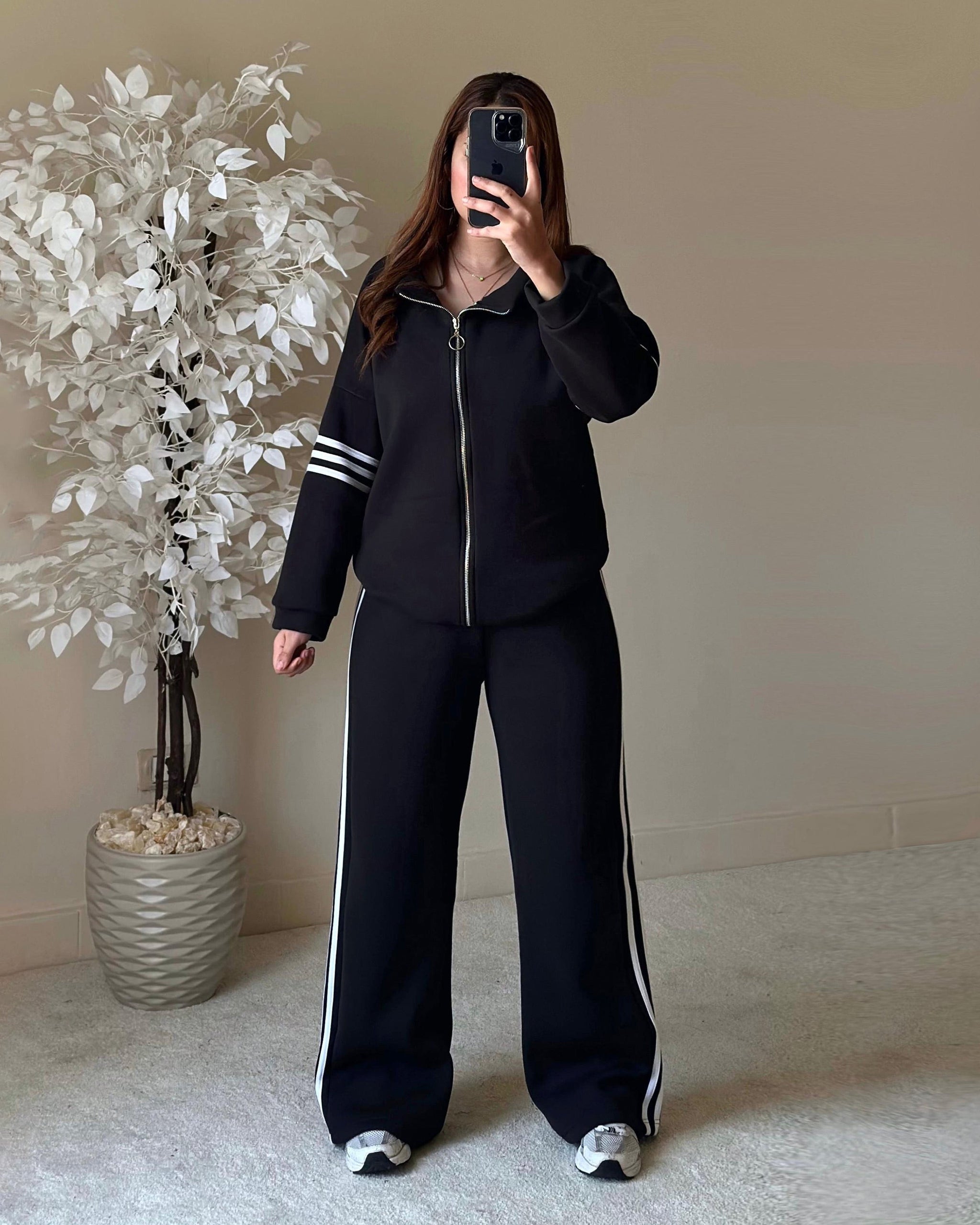 Triple Striped Tracksuit | Grey - Eva Fashion - Online Clothing Strore for Women