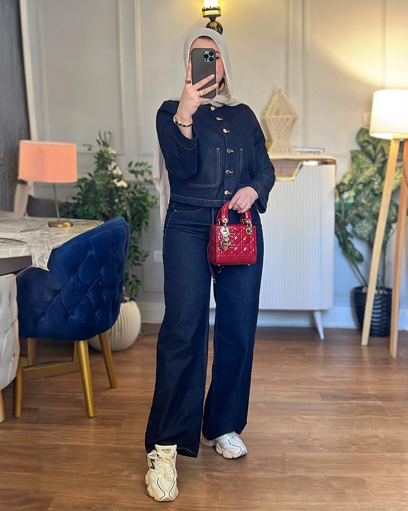 Midnight Edge Denim Set | Black - Eva Fashion - Online Clothing Store for Women