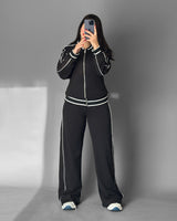 Sleekline Piping Tracksuit | Black - Eva Fashion - Online Clothing Store for Women