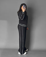 Sleekline Piping Tracksuit | Black - Eva Fashion - Online Clothing Store for Women
