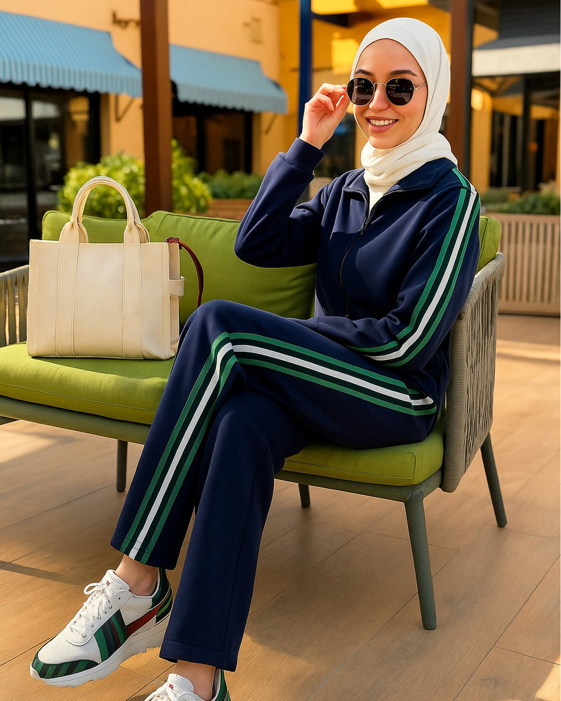 Greenlane Side Stripe Set | Dark Blue - Eva Fashion - Online Clothing Store for Women