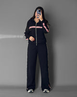 Triple Stripe Zip Tracksuit | Black - Eva Fashion - Online Clothing Store for Women