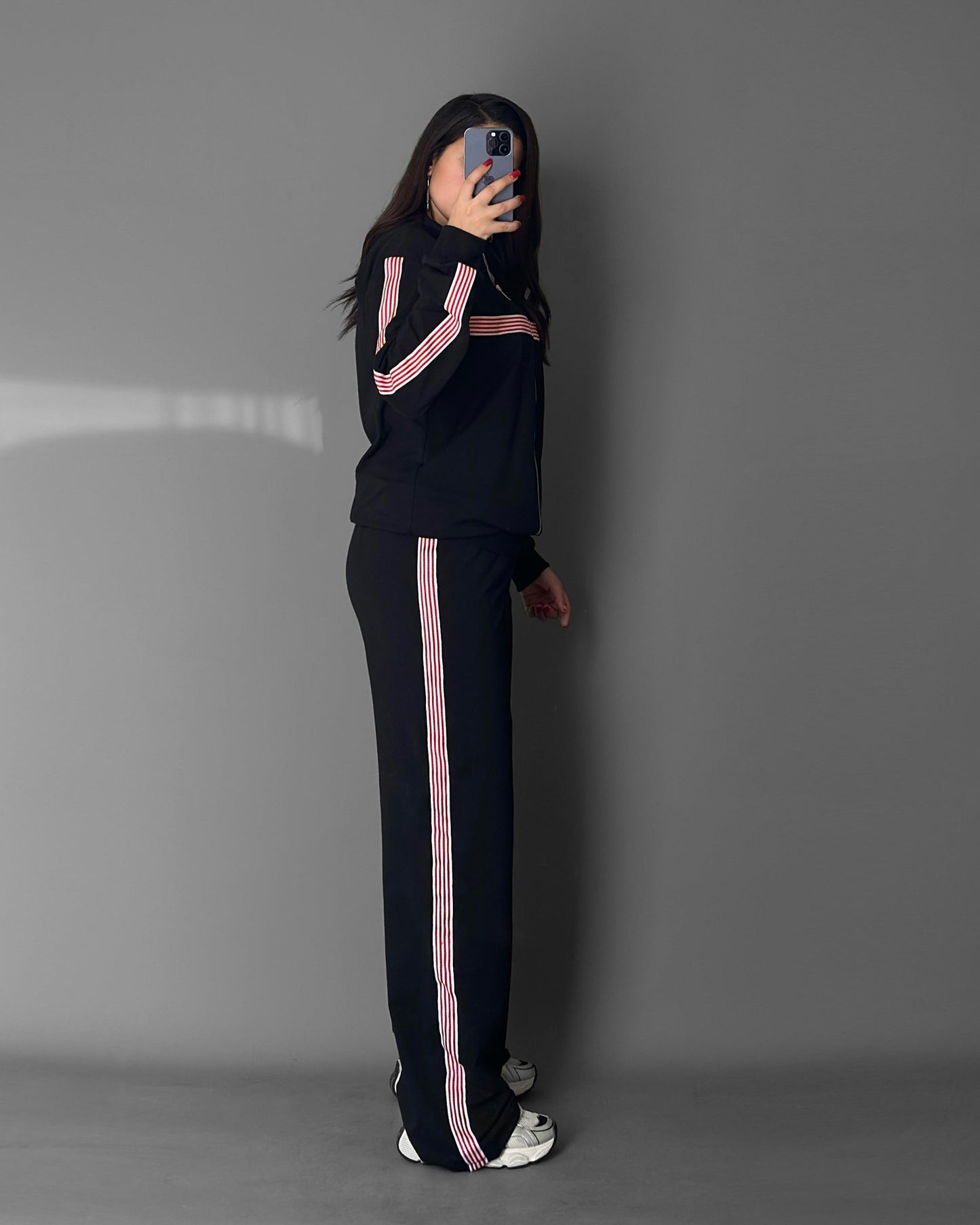 Triple Stripe Zip Tracksuit | Black - Eva Fashion - Online Clothing Store for Women