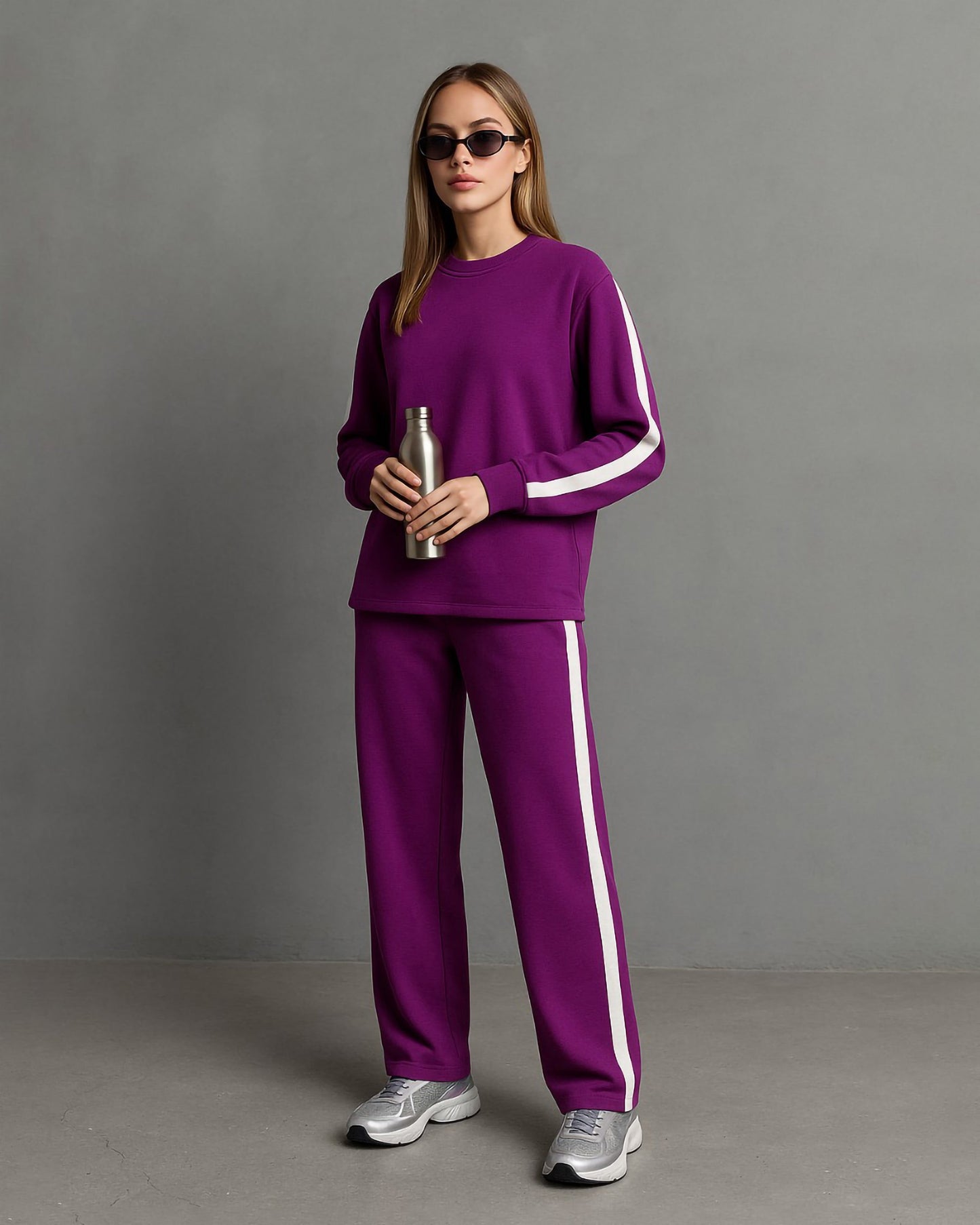 Minimalist Zip Tracksuit | Purple - Eva Fashion - Online Clothing Store for Women