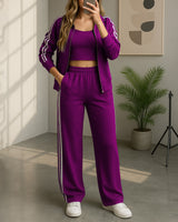Double Stripe Zip Tracksuit | Purple - Eva Fashion - Online Clothing Store for Women
