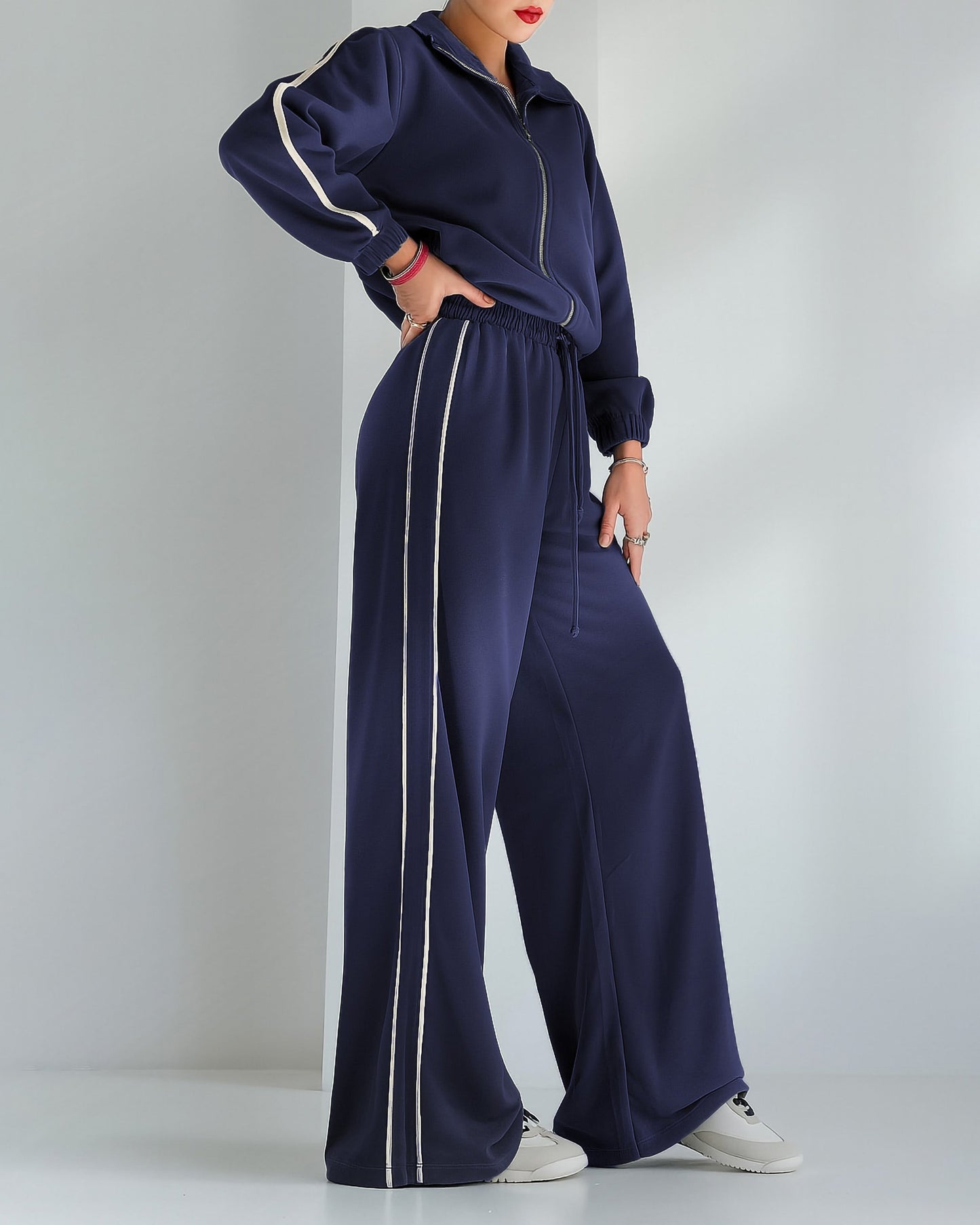 Linear Luxe Tracksuit | Dark Blue - Eva Fashion - Online Clothing Store for Women