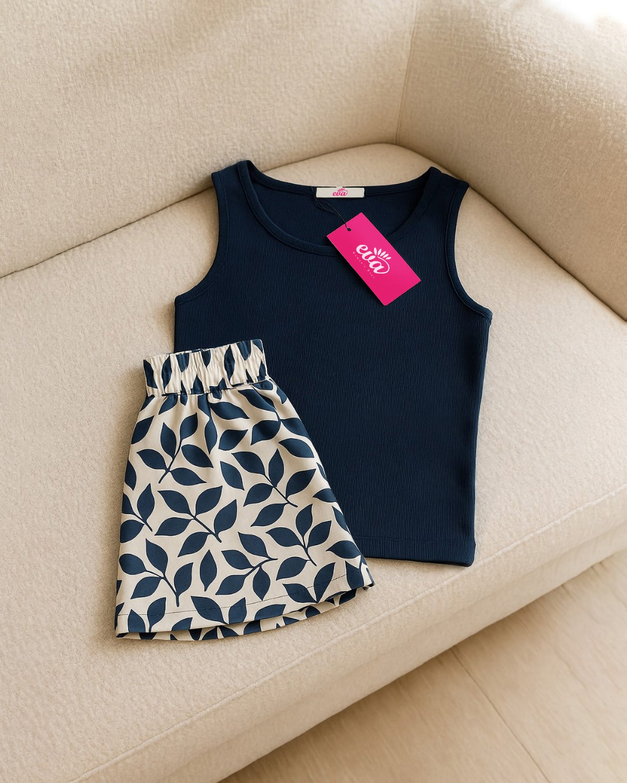 Leaf Lounge Set | Dark Blue - Eva Fashion - Online Clothing Store for Women