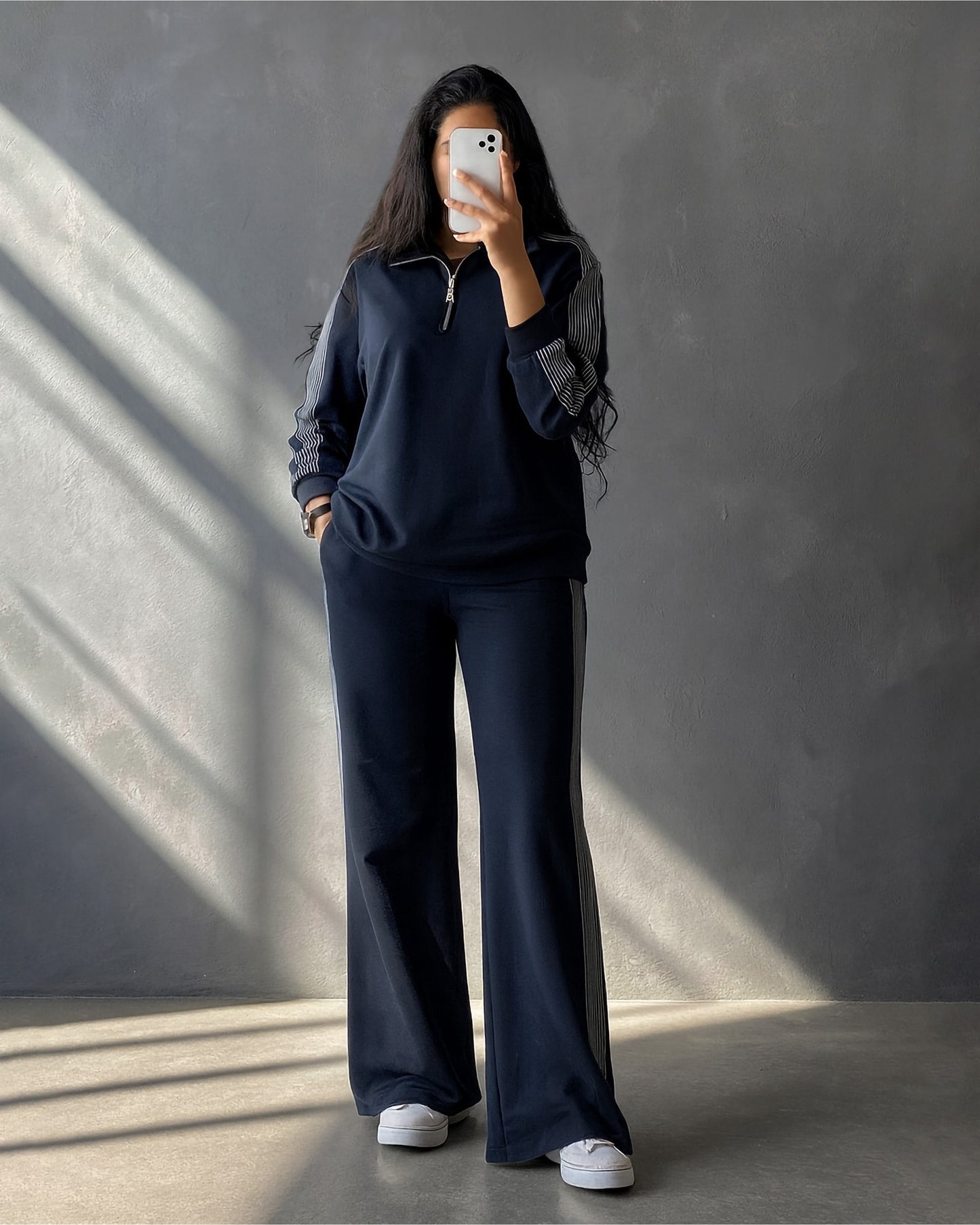 Half-Zip Striped Tracksuit