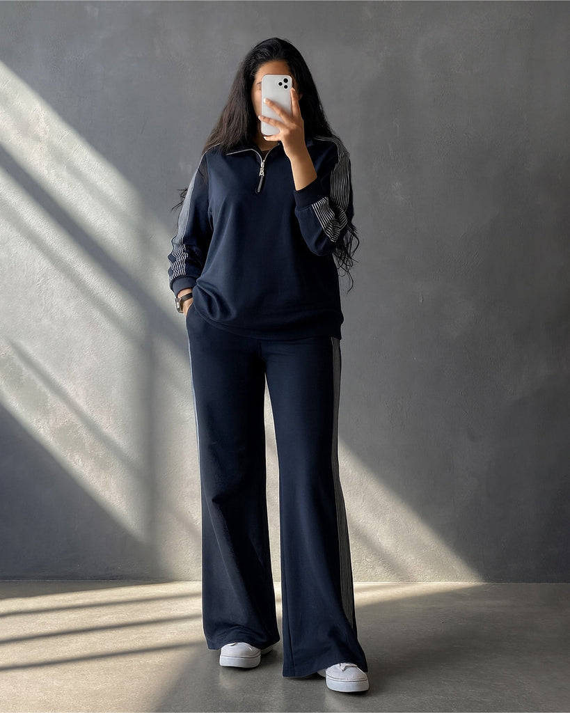 Half-Zip Striped Tracksuit