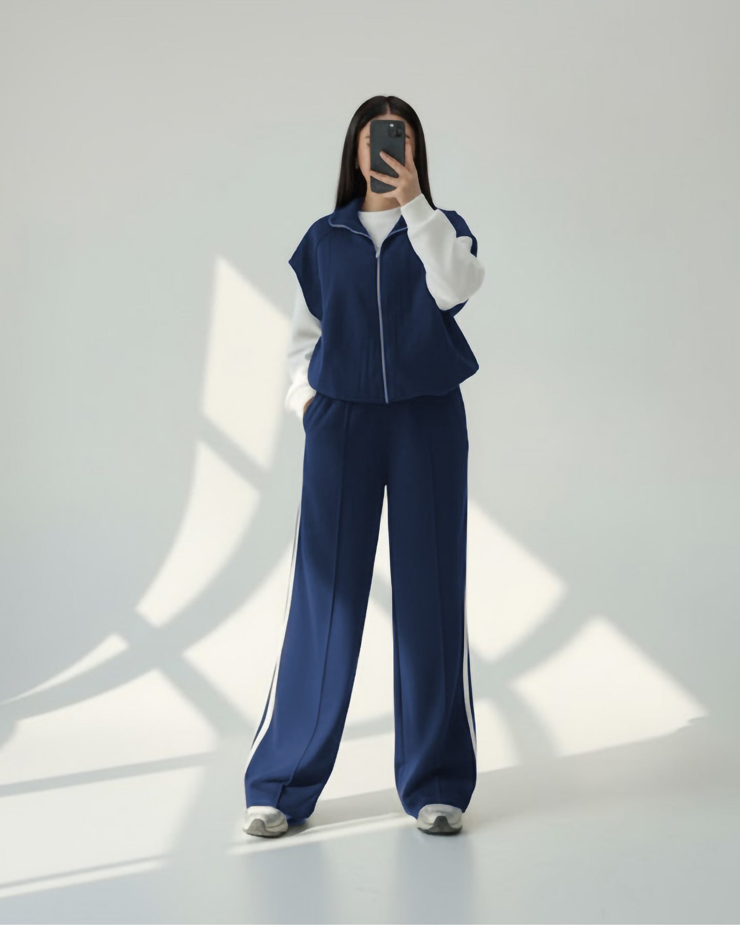 Contrast Zip Vest Set | Dark Blue - Eva Fashion - Online Clothing Store for Women