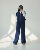 Contrast Zip Vest Set | Dark Blue - Eva Fashion - Online Clothing Store for Women