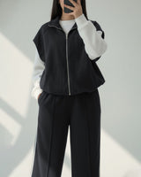 Contrast Zip Vest Set | Black - Eva Fashion - Online Clothing Store for Women