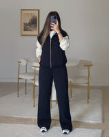 Contrast Zip Vest Set