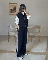 Contrast Zip Vest Set