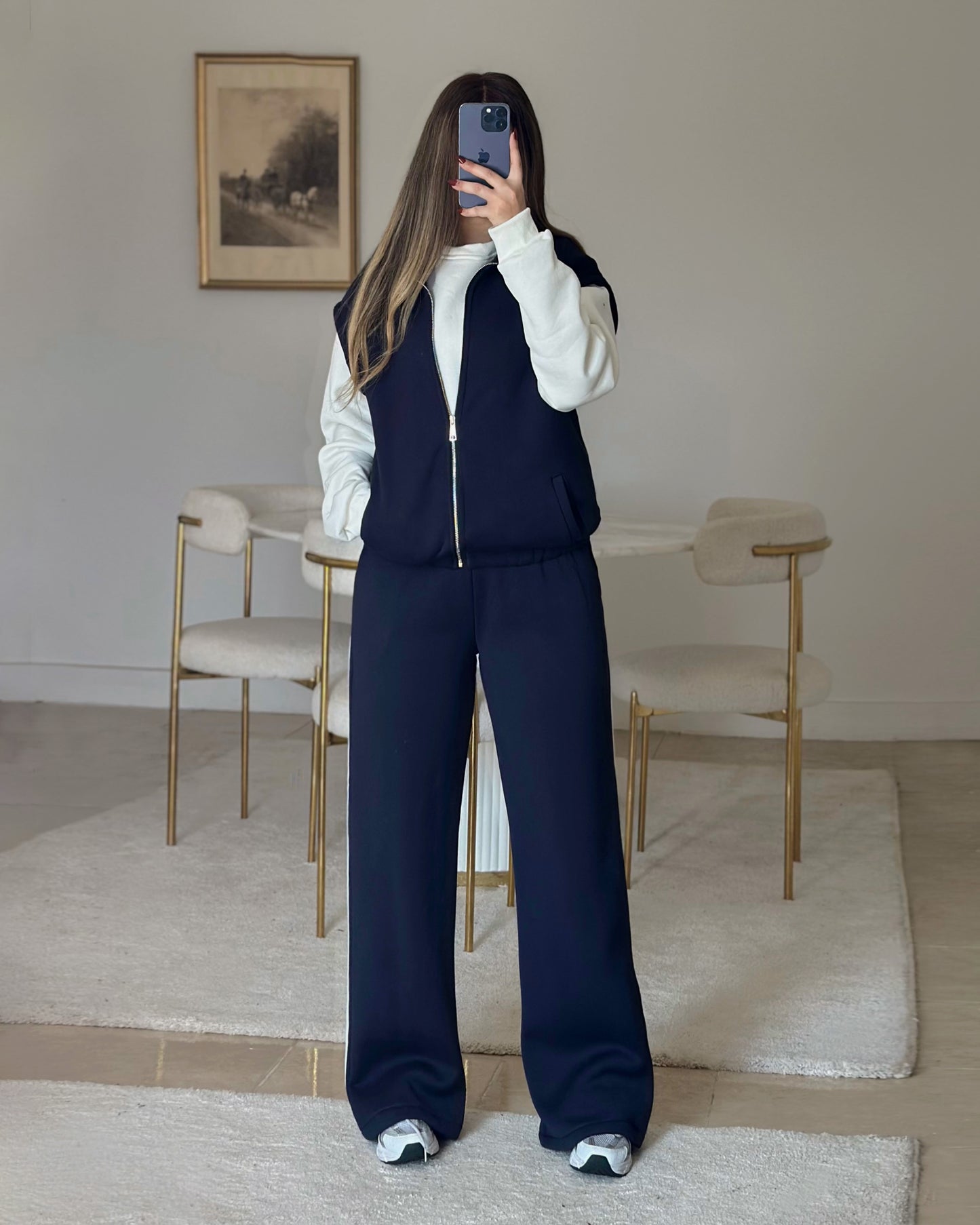 Contrast Zip Vest Set