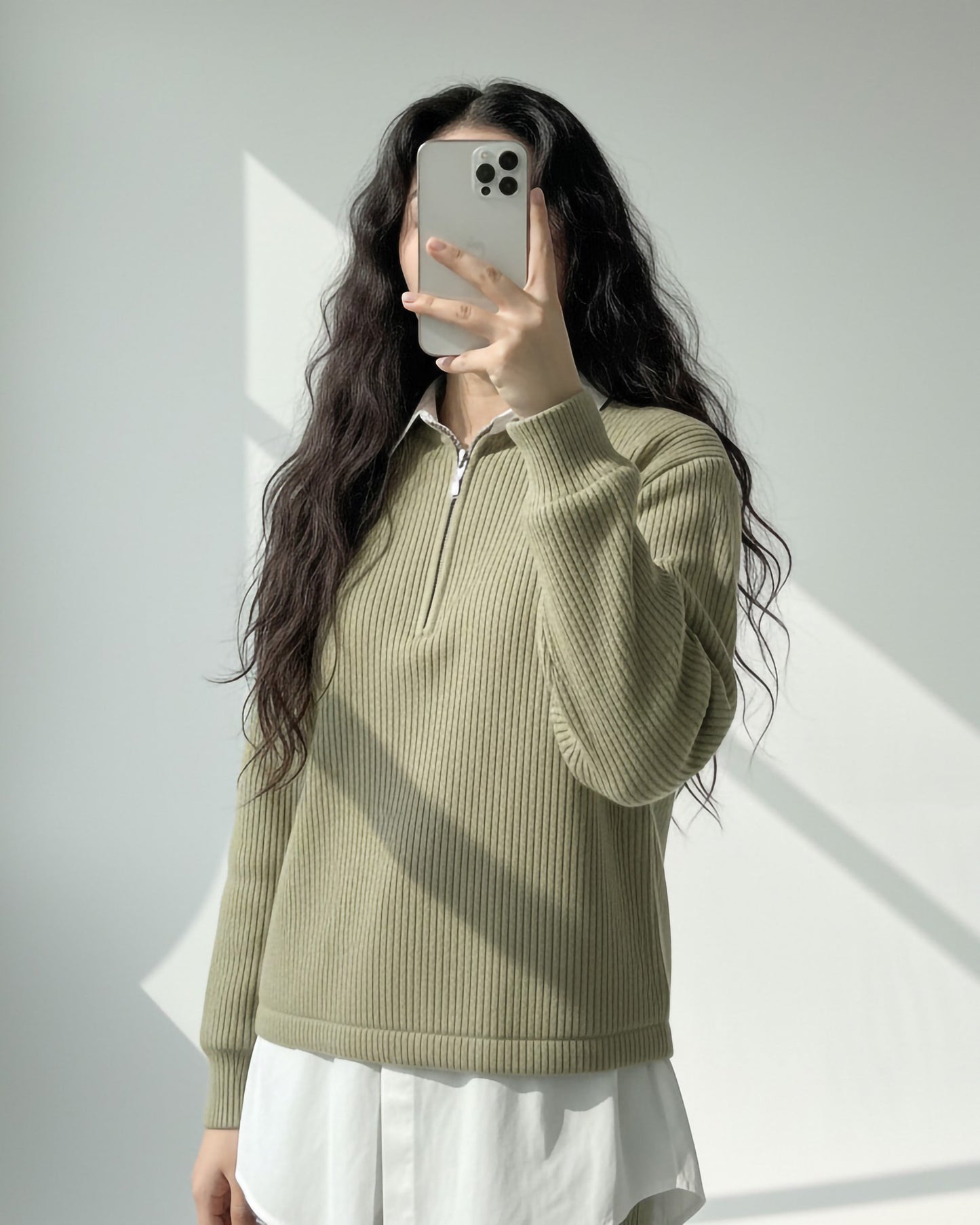 Ribbed Half Zip Knit Lounge Set | Olive - Eva Fashion - Online Clothing Store for Women