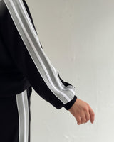 Contrast Stripe High Neck Tracksuit | Black - Eva Fashion - Online Clothing Store for Women