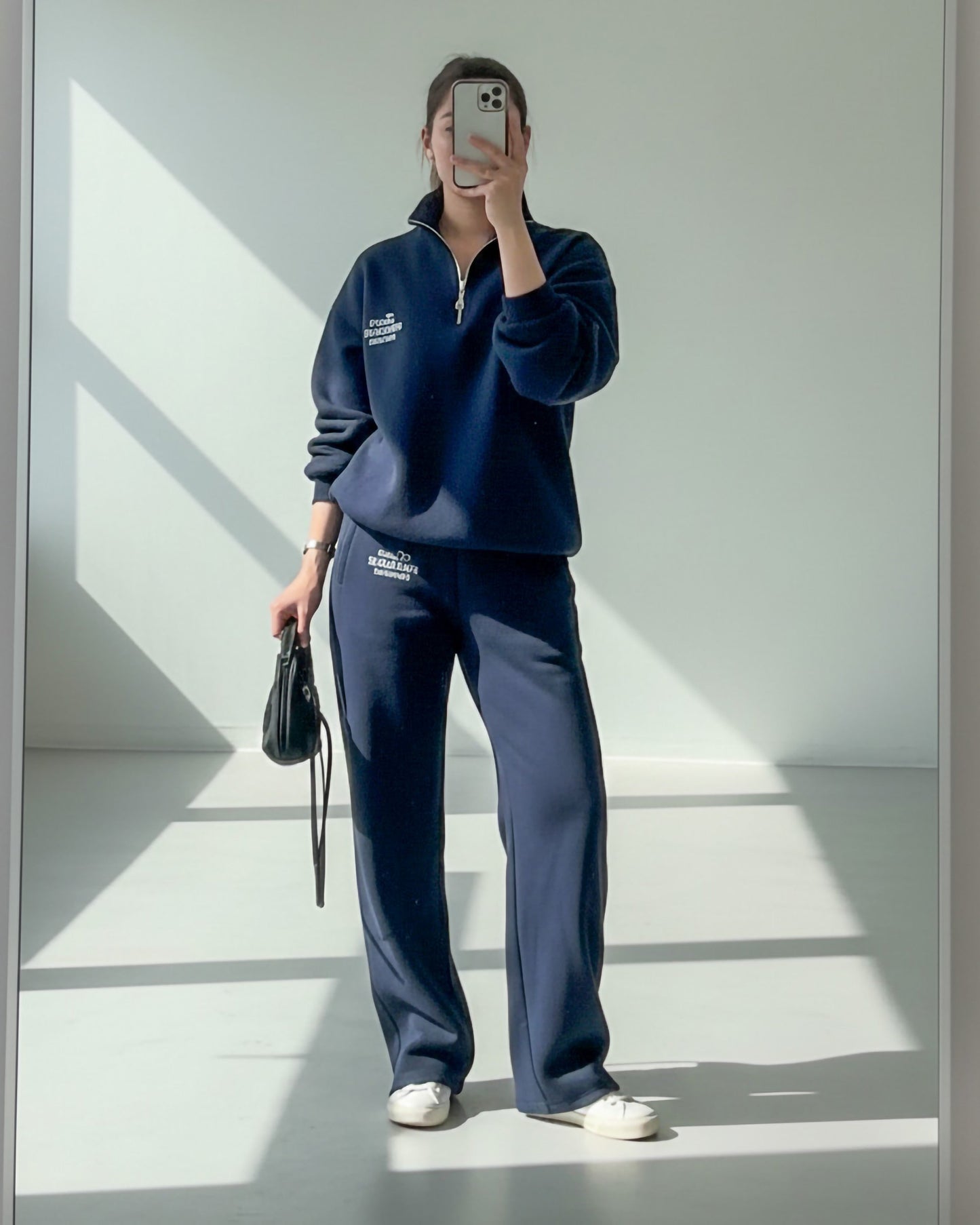 Printed Half-Zip Tracksuit | Dark Blue - Eva Fashion - Online Clothing Store for Women