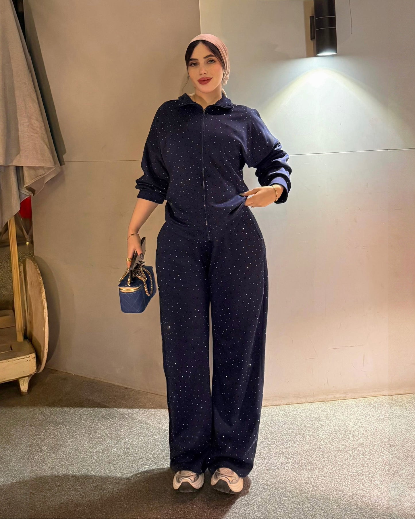 Rhinestone Zip-Up Tracksuit