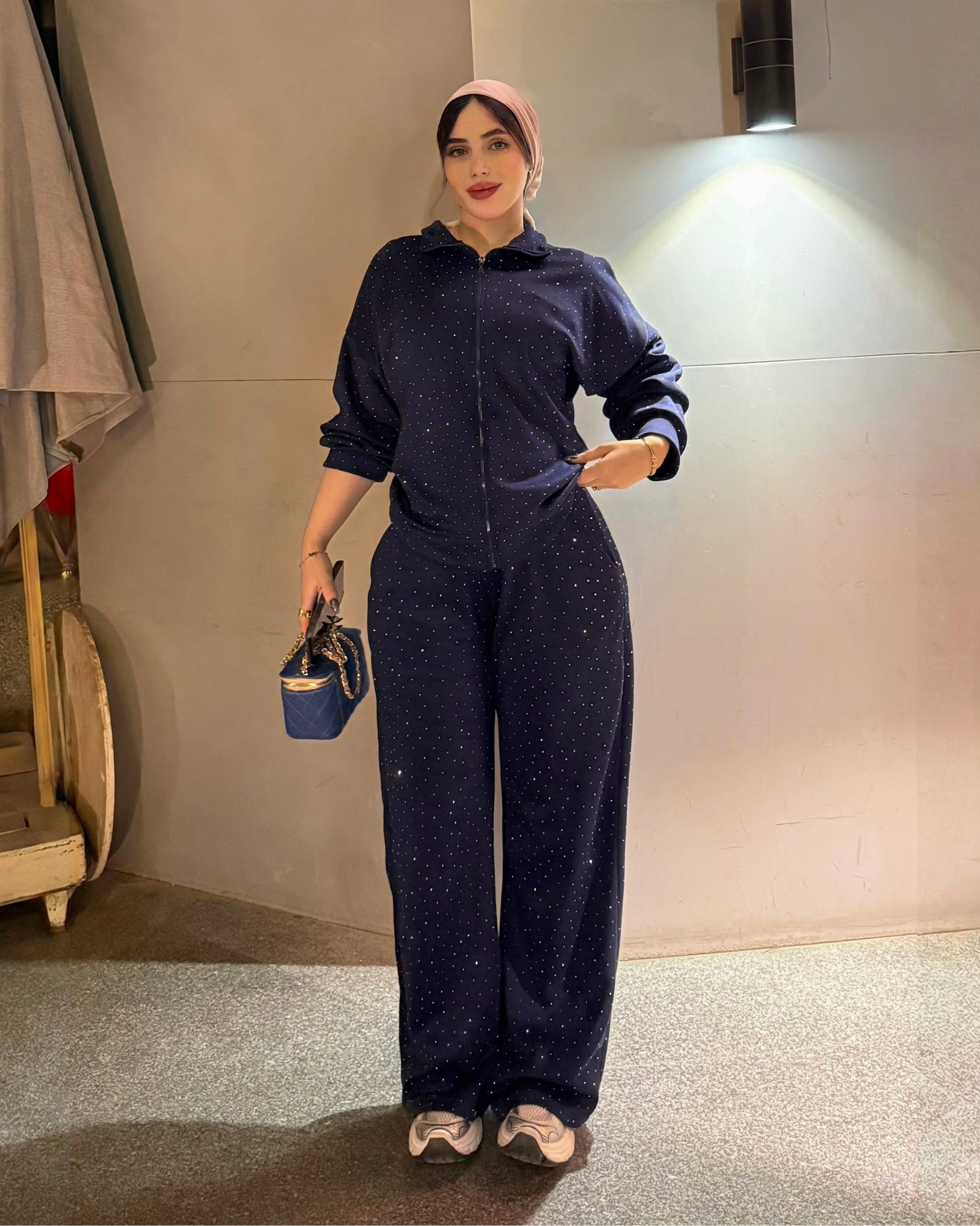 Rhinestone Zip-Up Tracksuit