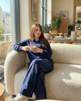 Rhinestone Zip-Up Tracksuit | Dark Blue - Eva Fashion - Online Clothing Store for Women