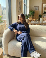 Rhinestone Zip-Up Tracksuit | Dark Blue - Eva Fashion - Online Clothing Store for Women