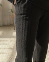 Rib-Knit Relaxed Fit Set | Black - Eva Fashion - Online Clothing Store for Women