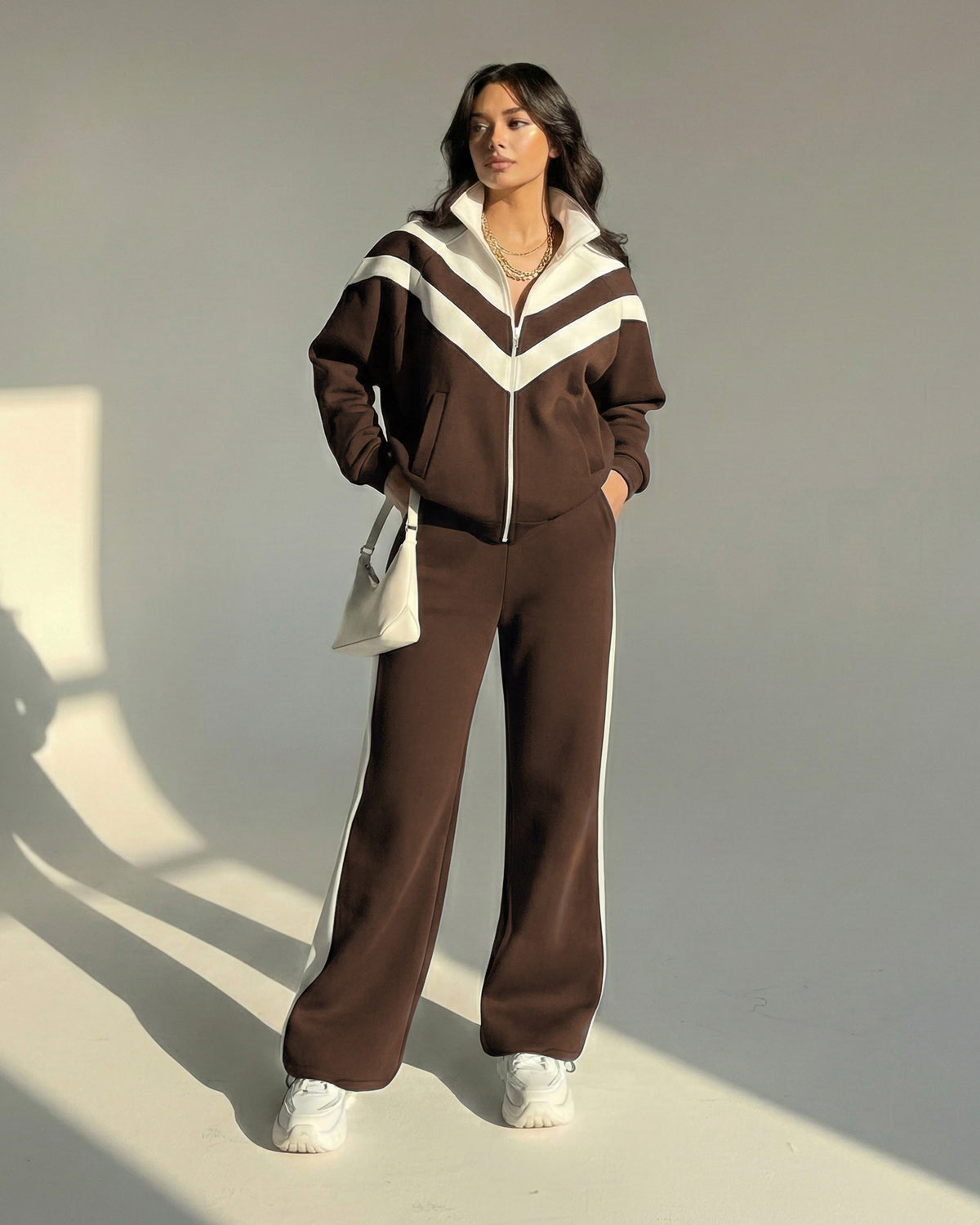Chevron Stripe Zip-Up Tracksuit