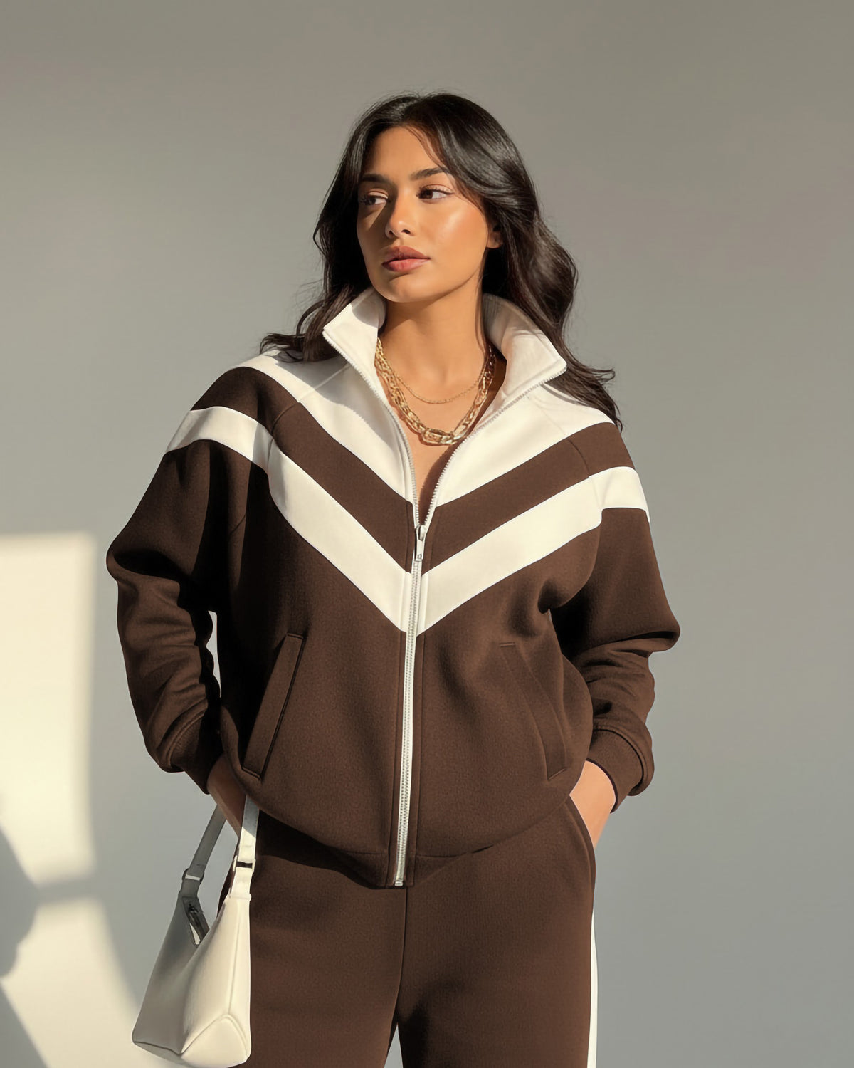 Chevron Stripe Zip-Up Tracksuit