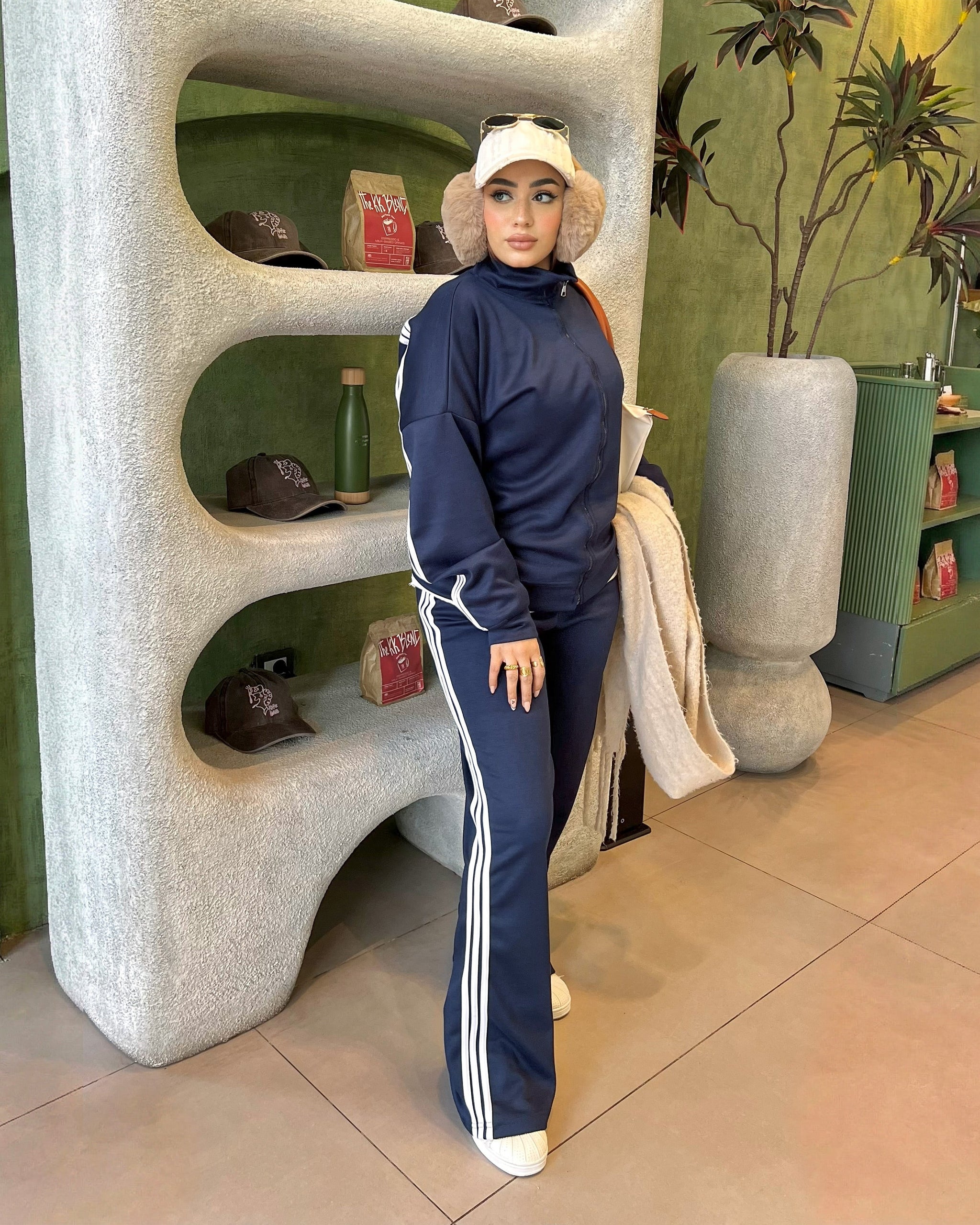 Retro Sport Back Stripe Tracksuit | Dark Blue - Eva Fashion - Online Clothing Store for Women