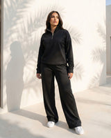 Half-Zip Relaxed Fit Set | Black - Eva Fashion - Online Clothing Store for Women