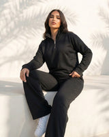 Half-Zip Relaxed Fit Set | Black - Eva Fashion - Online Clothing Store for Women