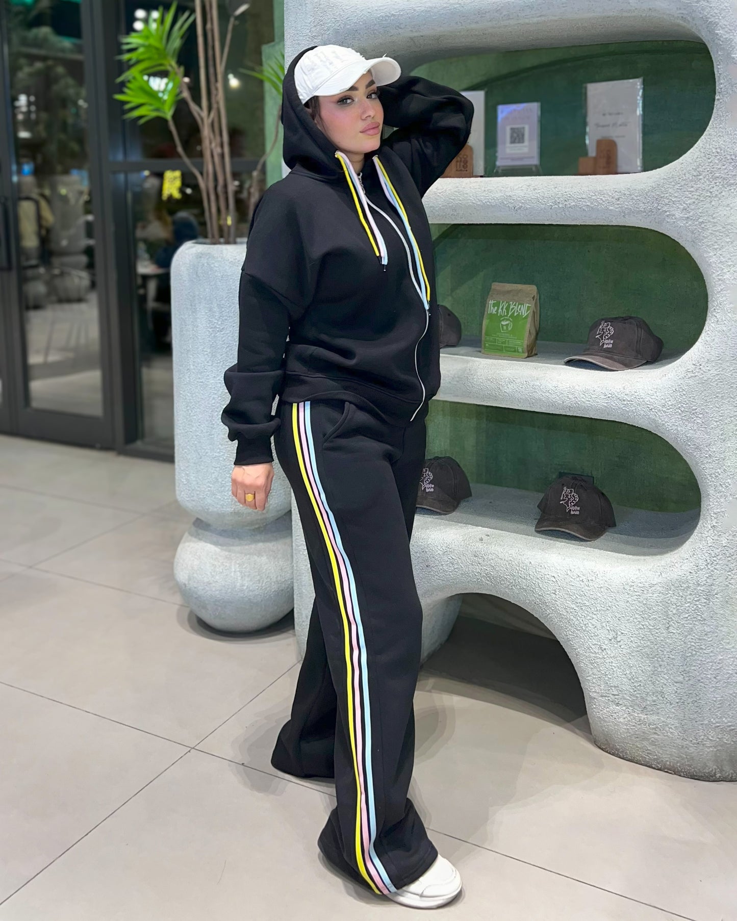 Multi-Color Stripe Tracksuit | Black - Eva Fashion - Online Clothing Store for Women
