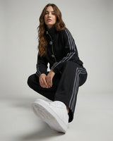 Frog Button Zip-Up Stripe Tracksuit | Black - Eva Fashion - Online Clothing Store for Women