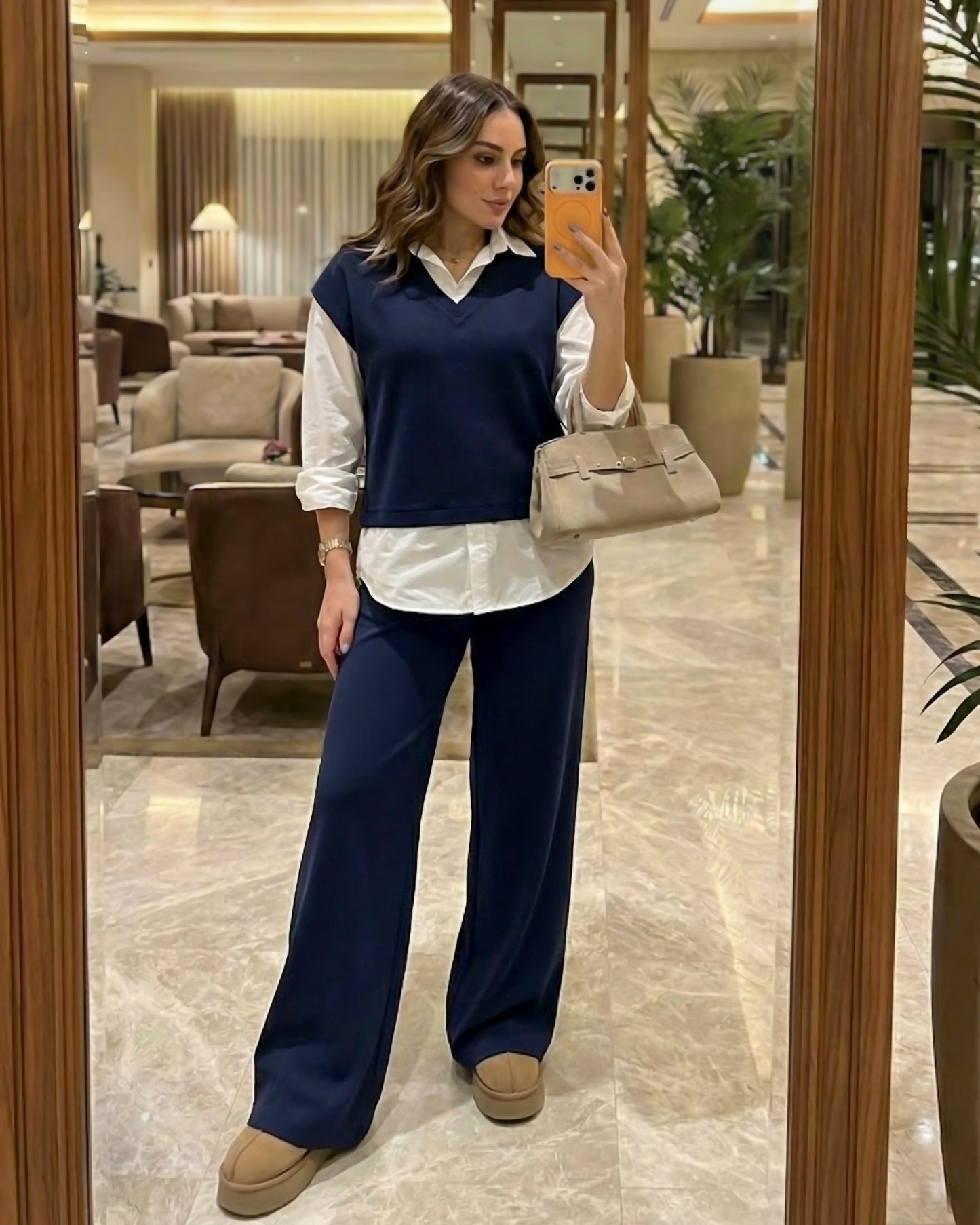 Layered Look Relaxed Fit Set | Dark Blue - Eva Fashion - Online Clothing Store for Women