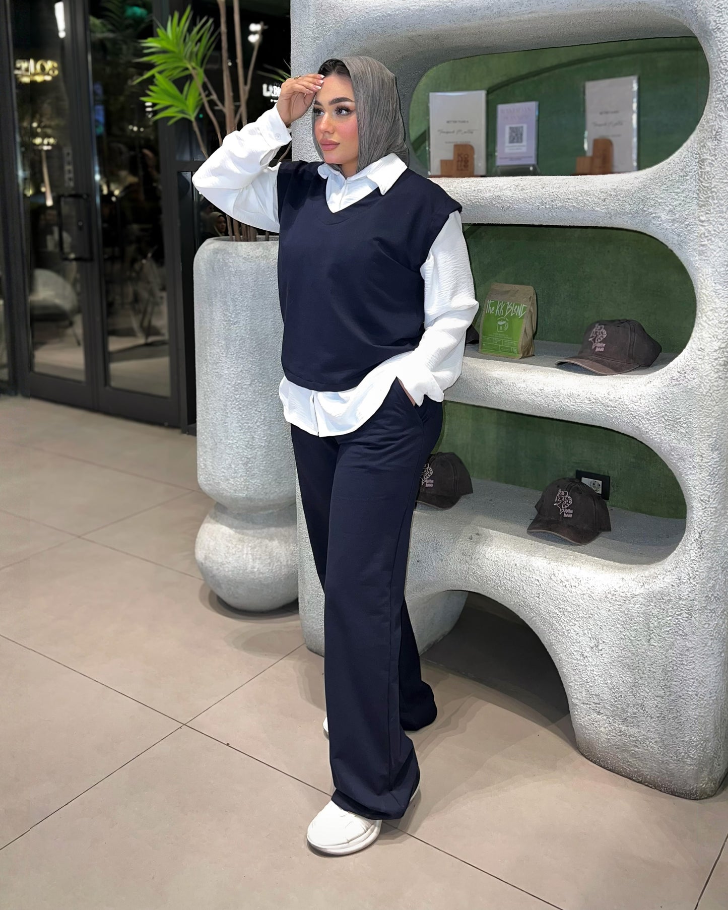 Layered Look Relaxed Fit Set | Dark Blue - Eva Fashion - Online Clothing Store for Women