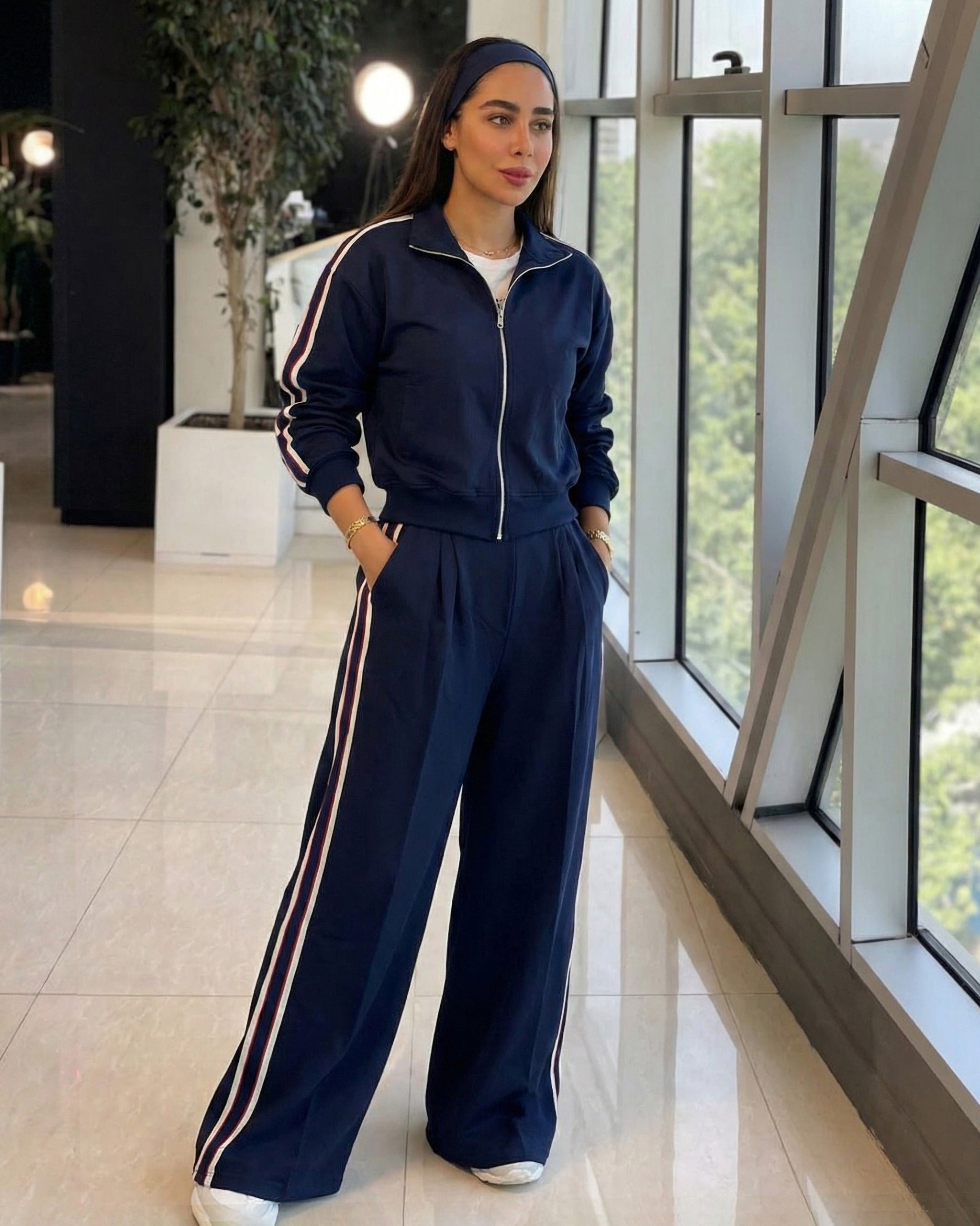 Classic Side Stripe Tracksuit | Dark Blue - Eva Fashion - Online Clothing Store for Women