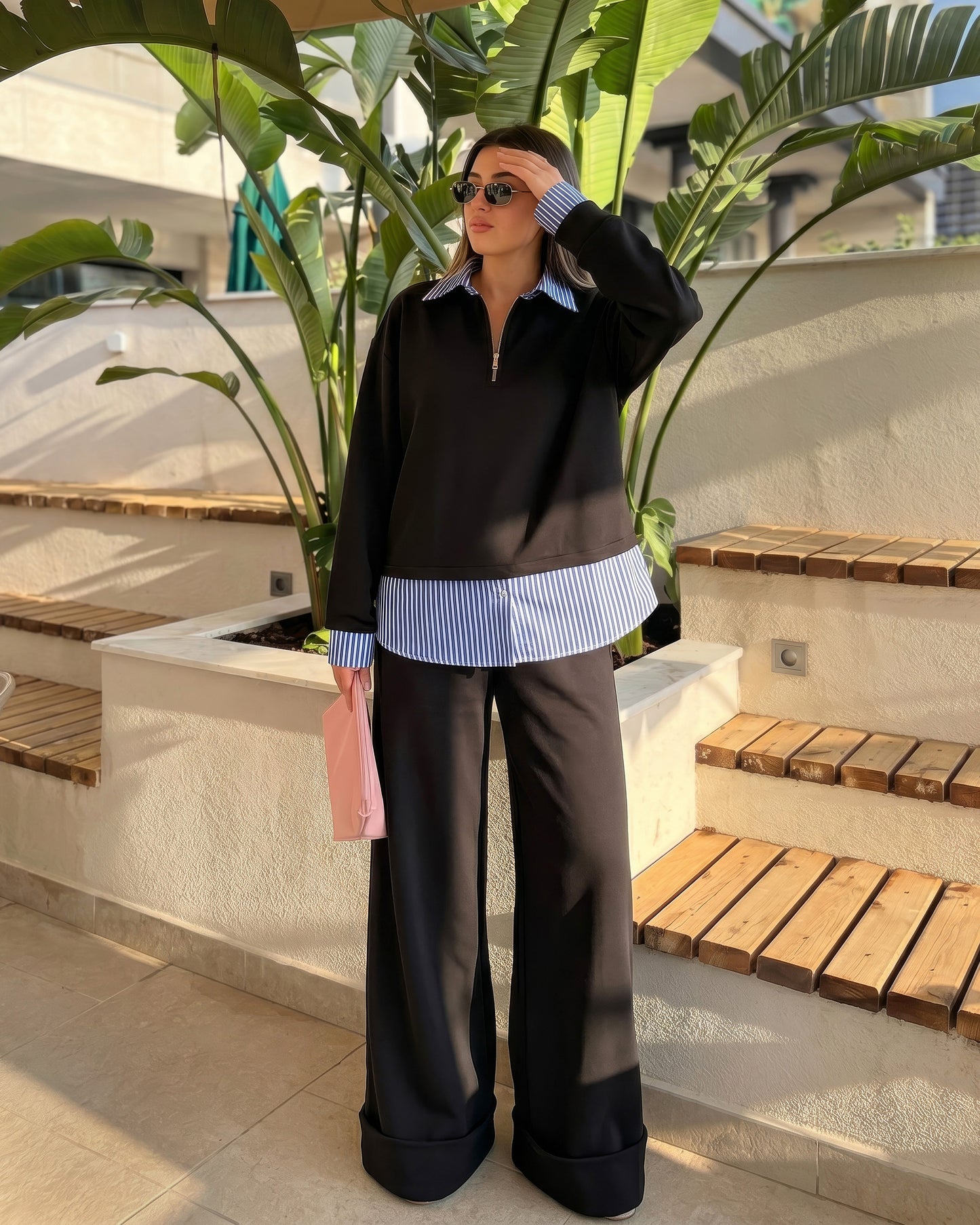 Relaxed Fit Layered Effect Set | Black - Eva Fashion - Online Clothing Store for Women