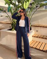 Retro Side Stripe Tracksuit | Dark Blue - Eva Fashion - Online Clothing Store for Women