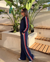 Retro Side Stripe Tracksuit | Dark Blue - Eva Fashion - Online Clothing Store for Women
