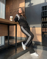 Arc Stripe Half-Zip Tracksuit | Black - Eva Fashion - Online Clothing Store for Women