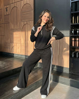 Arc Stripe Half-Zip Tracksuit | Black - Eva Fashion - Online Clothing Store for Women